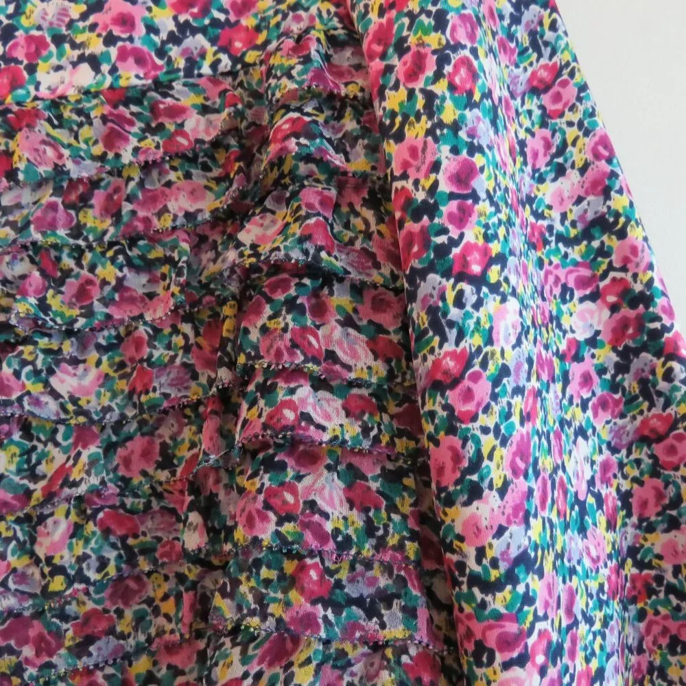 DRAWER JAPAN 100% Silk Ditsy Floral Pink Purple Shift Dress - Size 38 / Medium - Picture 5 of 16